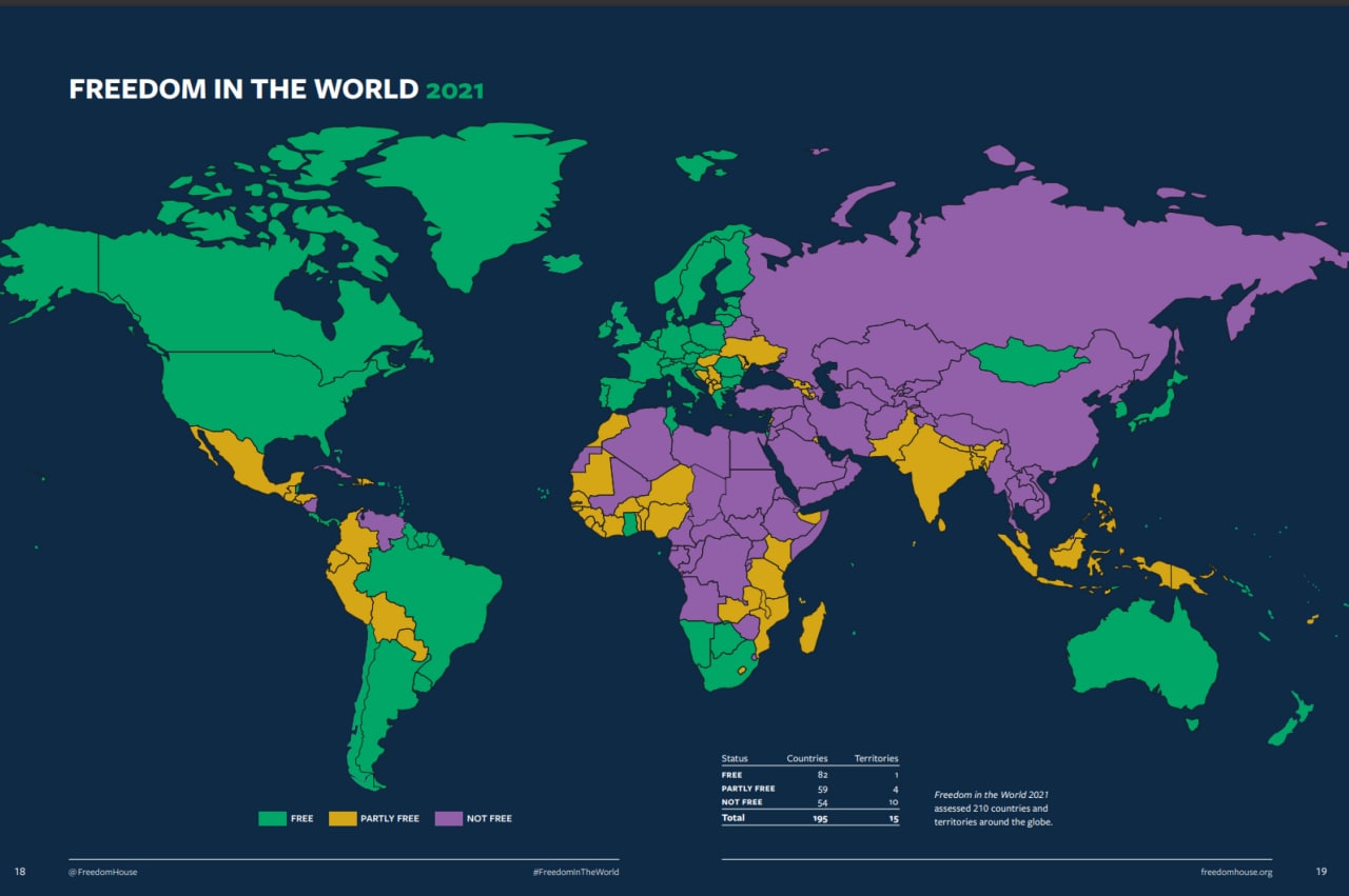نقشه گزارش آزادی در جهان